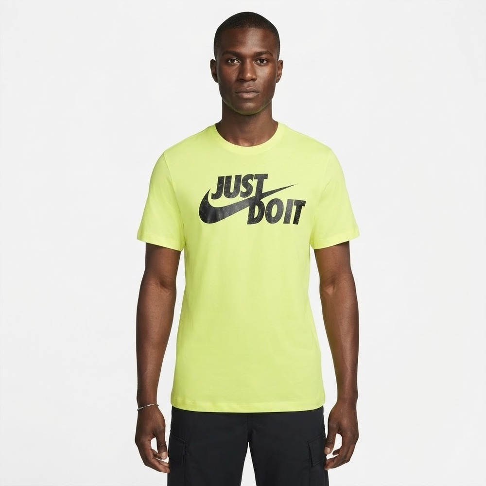Nike Just Do It T-Shirt Mens Small Light Lemon Twist NWT AR5006-736 Swoosh Tee